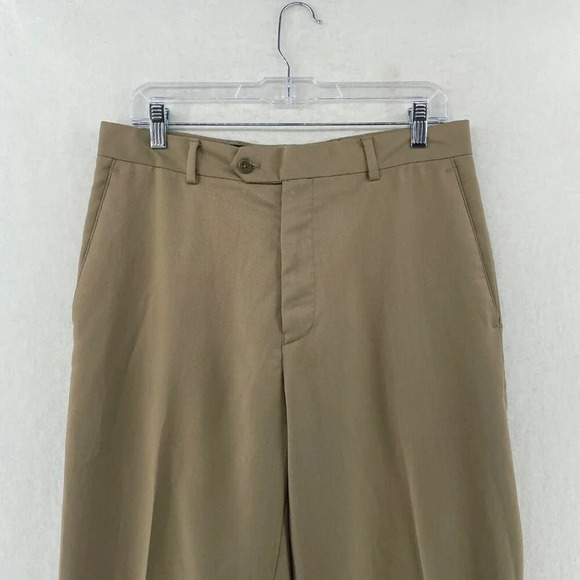 Stafford Pants Men's 32X32 Khaki Brown Classic Fit Straight Highrise Dress Pants - Picture 6 of 12